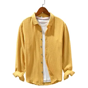 Fabrik benutzer definierte Großhandel Einfarbige Langarmhemd Baumwolle bequeme Mode Revers Freizeit hemd