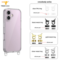 Clair PC TPU 2-en-1 Antichoc Téléphone Cas Longe Bandoulière Trou Compatible pour iPhone 16 13 Pro XS Max Vient OPP Sac