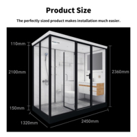 Módulo de Baño Prefabricado YEETE - Baño Modular Todo en Uno con Bañera Independiente y Puerta Corredera de Vidrio para Proyectos de Hoteles y Villas