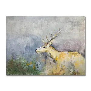 크리스마스 장식 수채화 사슴 하이 퀄리티 동물 유화 수제 캔버스 벽 예술 동물 사슴 그림