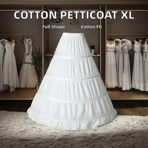 <span class=keywords><strong>Jupon</strong></span> Crinoline Femme 100% <span class=keywords><strong>Coton</strong></span> à Volants 4 Cerceaux Long Grande Taille pour Robe de Mariée ou Costume Blanc XL Chine - Product Image 2