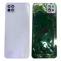 Cache-batterie, panneau arrière en verre pour Samsung Galaxy A22 4G 5G, boîtier arrière avec/sans objectif