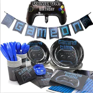 Palmy Newest Design Customized birthday party decorations Video Game Party Supplies Set for Boy Game Players