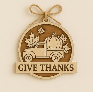 Ornament With <b>Pumpkins</b> Maple Leaves Turkeys Hanging Plaque Thanksgiving <b>Wooden</b> Sign - Product Image 4
