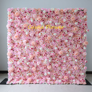 Tissu personnalisé 5D/3D enroulé blanc soie artificielle fleur de <span class=keywords><strong>pampa</strong></span> <span class=keywords><strong>rose</strong></span> panneau de fond de scène murale décoration de mariage mur de fleurs artificielles - Product Image 6
