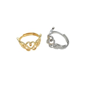 Hollowed Out Heart Shape Gold Silver Wing <b>Adjustable</b> Alloy <b>Ring</b> Unisex Fashion Jewelry Gift - Product Image 5