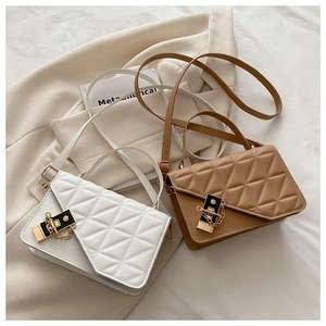 Sac bandoulière tendance en PU couleur unie 2026, sac bandoulière tendance à carreaux - Product Image 2