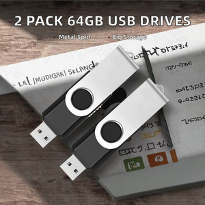 Lot de 2 clés USB 2.0 en métal de 128 Go avec rangement pliable et design pivotant - Noir - Product Image 2