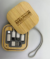Kit de câbles 60W avec organisateur de câbles, adaptateur de charge multi-USB en bambou carré, kit de câbles pour voyage, kit d'adaptateurs USB en vrac pour les entreprises