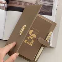 Hochwertige A6 PU Leder Ring Binder Notebook Benutzer definierte LOGO Business Hardcover Office Organizer für Frauen Mädchen Planer Tagebuch