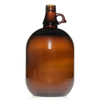 Pichet en verre ambré de 1 gallon avec couvercle à bouchon à vis et joint bouteille de fermentation vide pour brandy emballé dans un carton