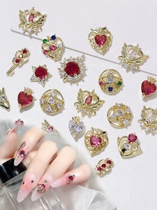 Qianya Queen Magic Heart Wing 3D Nail Art Charms Popular Rose Pink Color Shinny Nail Zircon Sailor Decals - Product Image 2