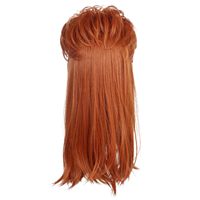 Perruque longue bouclée orange style Mullet pour adulte, années 70/80, Disco Rock, en fibres synthétiques douces, respirantes et résistantes à la chaleur, pour déguisement
