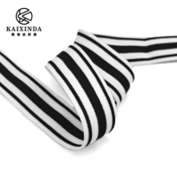 Vente en gros d'usine - Bande élastique rayée noire et blanche en nylon, haute élasticité, pour sous-vêtements, ceinture, ruban décoratif pour vêtements