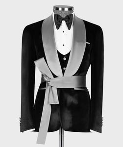 Sur mesure mariage <span class=keywords><strong>veste</strong></span> noire pour hommes formel marié luxe bal smoking meilleur homme fête <span class=keywords><strong>de</strong></span> mariage smoking <span class=keywords><strong>velours</strong></span> costume - Product Image 1