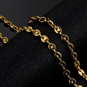 Chaînes de bijoux plaquées or en acier inoxydable 316L pour hommes, modèles « nez de cochon » et « grain de café », bijoux XR, taille personnalisable - Product Image 2