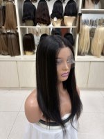 Vente directe usine : Cheveux humains vierges chinois pour perruques Lace Front, base transparente, longueur longue, tailles de bonnet petites/grandes, densité 150%