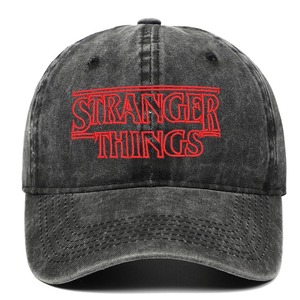 Casquettes de sport pour hommes <span class=keywords><strong>Stranger</strong></span> <span class=keywords><strong>Things</strong></span> de haute qualité, 6 panneaux, logo brodé personnalisé, casquettes de baseball classiques avec boucle en métal - Product Image 1
