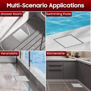 Siphon de sol carré personnalisé de 6 pouces en acier inoxydable avec insert de carrelage dissimulé pour drain sanitaire - Product Image 6