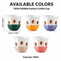Kingze Modern 180ml Tasses à expresso en céramique saoudienne Service à café et thé arabe personnalisé Cawa sans poignée
