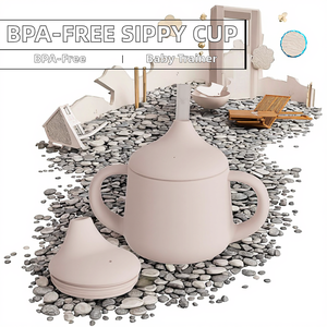 HILIM Tasse à bec en silicone à double poignée sans BPA Tasse à eau d'entraînement pour bébé de qualité alimentaire avec motif animal pour 0-12 mois - Product Image 2