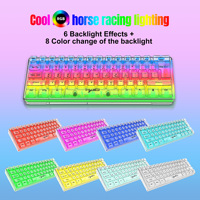 Ensemble clavier et souris de jeu HXSJ V700, clavier 61 touches compact 60 % rétroéclairé RGB, souris filaire à capteur optique transparent, LED 7 couleurs