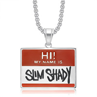 Collier pendentif en acier inoxydable étanche Hiphop Eminem My Name Is Slim Shady pour hommes et femmes, bijoux tendance