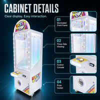 Machine à capsules à monnayeur pour cadeaux, jeu d'arcade commercial avec lumières LED colorées et vitrine transparente pour centres commerciaux