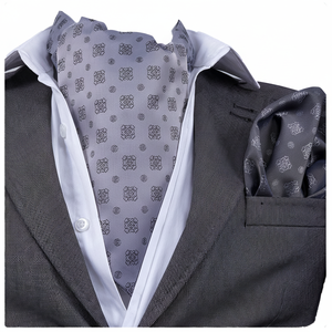 Gray Luxury Exquisite Digital Printed Cloth Ascot Hanky Wedding <b>Gift</b> <b>Set</b> - Product Image 2