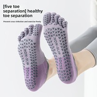Chaussettes de yoga pour femmes, en coton peigné tricoté, à cinq doigts, color-block, absorbant la transpiration, antidérapantes, pour le sport en intérieur, été, professionnelles