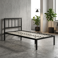Cadre de lit double en acier inoxydable durable avec sommier à lattes, sans base de sommier à ressorts, pour auberge de jeunesse, chambre d'hôtes, mobilier d'hébergement économique