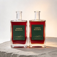 Bouteille en verre vide transparente givrée de qualité alimentaire personnalisée en usine, 375 ml, 500 ml, 700 ml, 750 ml, pour vodka, gin, tequila avec bouchon
