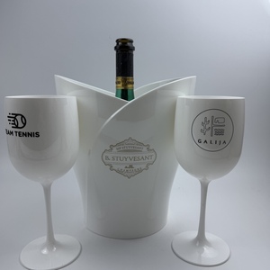 Secchiello per Ghiaccio in Plastica Bianca per Esposizione di Champagne e Prosecco con 2 Bicchieri da <span class=keywords><strong>Vino</strong></span> in Plastica - Product Image 3