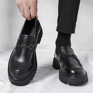 Zapatos de Hombre Nuevos 2025, Mocasines de Cuero con Suela Gruesa para Aumentar la Estatura, Zapatos de Moda Casuales y Elegantes de Charol Brillante - Product Image 2