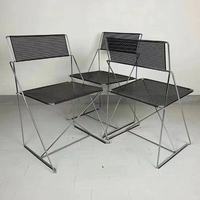 Chaises de salle à manger de style Bauhaus-industriel vintage en acier inoxydable empilables pour les petites maisons, le salon, le balcon, les restaurants