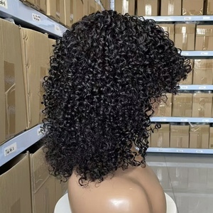 Peluca Económica Hecha a Máquina, 100% Cabello Humano Brasileño, Corte Pixie, Pelucas Cortas Rizadas y Onduladas, Sin Encaje, con Flequillo para Mujer - Product Image 3