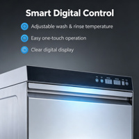 Lave-vaisselle automatique en acier inoxydable 304 haute efficacité pour comptoir de bar, cuisine et café