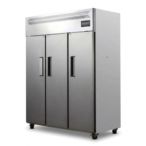 Congélateur vertical professionnel en acier inoxydable à 3 portes et 6 compartiments, réfrigérateur robuste pour restaurant, cuisine, hôtel - Product Image 2