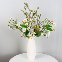 Bouquet de marguerites jaunes artificielles, mélange de limonium violet et de baies vertes pour vase de maison, décoration florale printemps-été