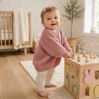 Pull-over unisexe en coton épais côtelé pour bébé, col rond, épaules tombantes, coupe oversize, couleur mauve, pour tout-petits et nourrissons, style boutique