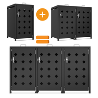 Valli Jardin Étanche Extérieur Métal Poubelle Conteneur De Stockage Open Top Wheelie Bin Hangar pour Cour Patio Patio Couverture