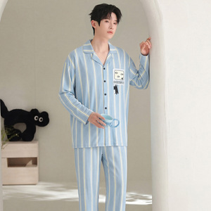 Custom Print <b>Mens</b> <b>Robes</b> Suit Style Soft Breathable Modal Sleepwear with Embroidery Logo ODM Manufacturer - Product Image 6