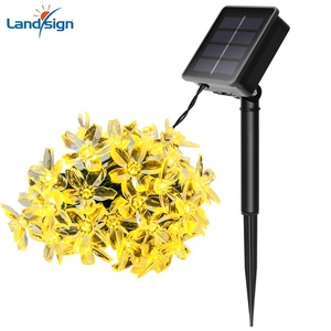 7M al aire libre impermeable Solar jardín decoración <span class=keywords><strong>LED</strong></span> cadena luz 50 LEDS RGB batería plástico PC flor Sakura diseño de flor de cerezo - Product Image 6
