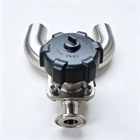 Vanne à diaphragme sanitaire DN25 PN16 en acier inoxydable 316L avec volant de type U et raccord stérile Tri-Clamp pour l'industrie pharmaceutique