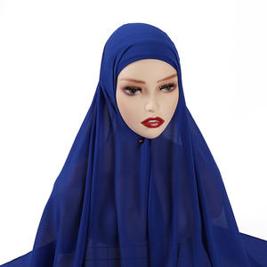 Nero di lusso islamico <span class=keywords><strong>Bandana</strong></span> <span class=keywords><strong>donna</strong></span> semplice Chiffon musulmano Hijab copricapo istantaneo da <span class=keywords><strong>donna</strong></span> cappellini a tubo per la primavera - Product Image 6