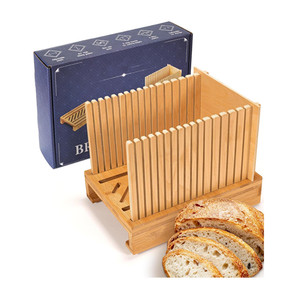 Nhỏ gọn có thể gập lại Loaf Cutter có thể điều chỉnh <span class=keywords><strong>Slice</strong></span> Chiều rộng bánh mì slicing hướng dẫn tre bánh mì Slicer cho tự chế bánh mì - Product Image 1