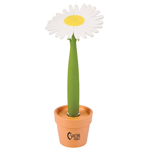 Stylo publicitaire personnalisé avec logo, design <span class=keywords><strong>marguerite</strong></span> en pot, action par clic, encre noire moyenne, impression sérigraphique, cadeau promotionnel, vente en gros professionnelle - Product Image 1