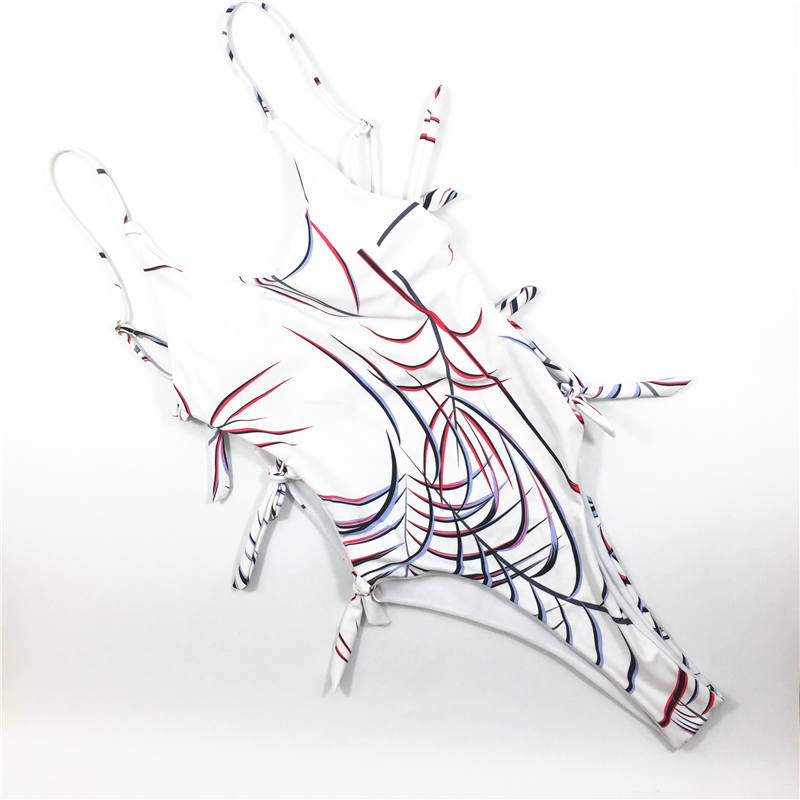 Madagascar palm Printing Fashion sexy multi-blinding belt one-piece swimsuit hot sale swimwear