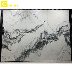 Mur de salon blanc marbre surface lisse céramique brillante porcelaine quartz dalle carreaux pierre frittée grandes dalles - Product Image 5