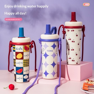 Tasse isotherme en acier inoxydable pour femme, élégante, portable, grande capacité, avec paille, idéale pour les cadeaux d'affaires - Product Image 2